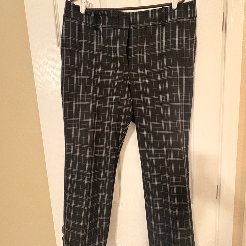 Ann Taylor Black Plaid Dress Pants
